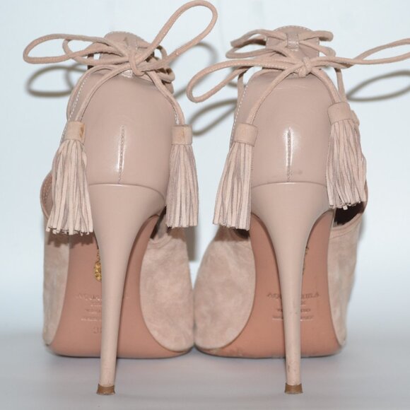 Aquazzura Nude Get Me Everywhere 105 Suede Sandal Heels SIZE 8 EU 38 - Picture 5 of 9